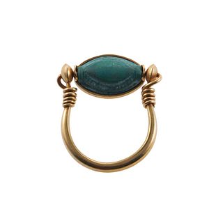 Antique 18k Gold Ancient Stone Carving Ring