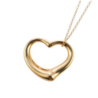 Tiffany & Co Peretti 18k Gold Open Heart Pendant Necklace