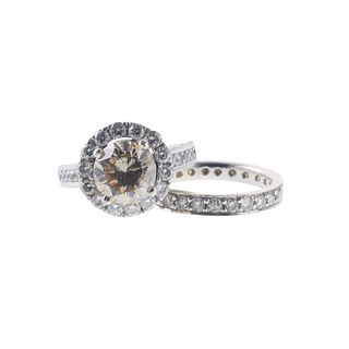 14k Gold 1.87ct Fancy Brown Diamond Engagement Wedding Ring Set