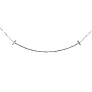 Tiffany & Co 18k Gold Diamond T Smile Necklace
