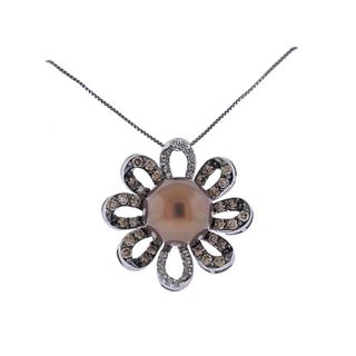 Le Vian LeVian Gold Diamond Chocolate Pearl Pendant Necklace