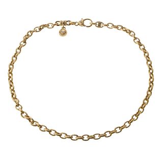 Judith Ripka 18k Gold Diamond Charm Link Necklace