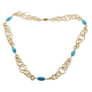 Buccellati Maui 18k Gold Turquoise Station Necklace