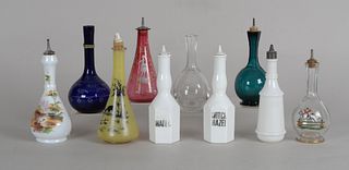 Group of Ten Glass Barber Bottles