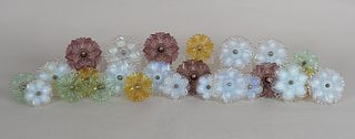 Group Pressed Glass Rosette Curtain Pins / Tie Backs
