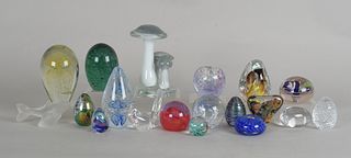 Nineteen Glass Paperweights and Animals