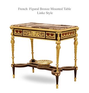 A French Figural Bronze Mounted Top Marble Table