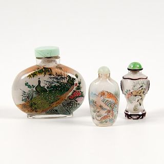 Reverse Painted Snuff Bottles, Lot of Three