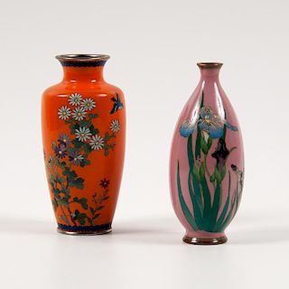 Japanese Cloisonné Vases, Lot of Two