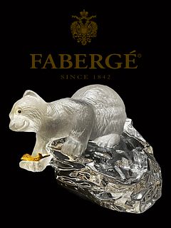 A Polar Bear Fish Goldfish, Carl Faberge Signed French Crystal Figurine