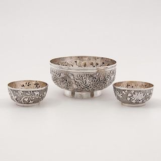 Chinese Silver Bowls, Lot of Three