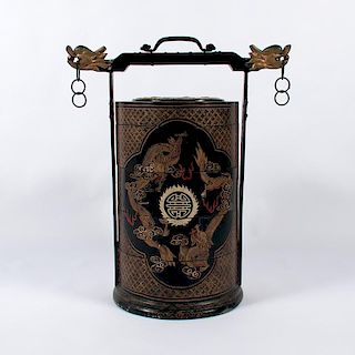 Chinese Lacquer and Hardstone Wedding Basket