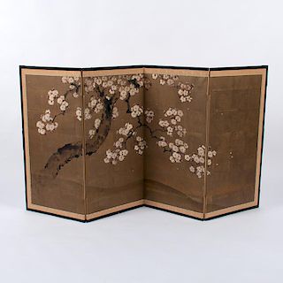 Japanese Screen with Cherry Blossoms