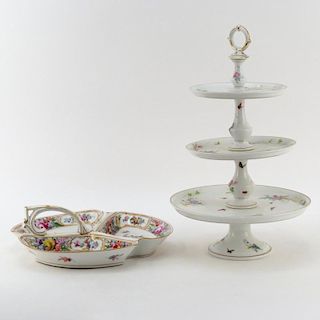 Grouping of Two (2) Hand Painted Porcelain Tabletop Items