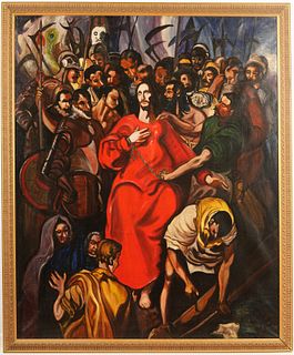 After El Greco "Disrobing of Christ" 76" Oil