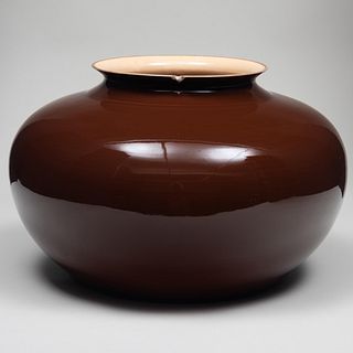 Large Bo Jia Brown Glazed Porcelain Vase