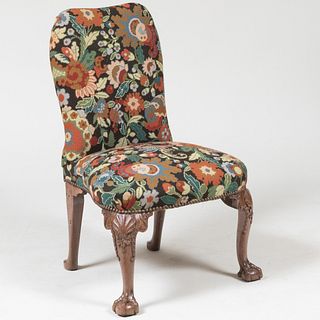 George II Style Carved Mahogany Needlework Upholstered Side Chair