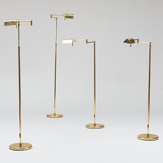Set of Four Holtkotter Leuchten Brass Pharmacy 'FH 210' Swing Arm Floor Lamps