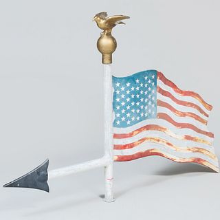 Painted Cast-Iron American Flag Form Weathervane, 20th Century