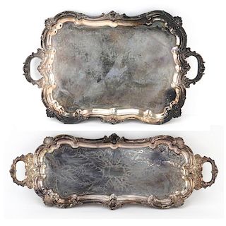 Two (2) Large Antique Silver Plate Trays