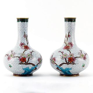 Pair of Chinese Cloisonne Bulbous Vases