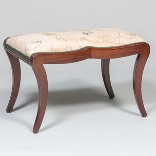 Regency Style Mahogany Upholstered Saber Legged Bench