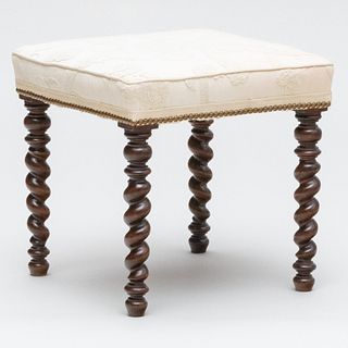 Victorian Mahogany and Embroidery Upholstered Stool