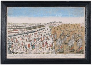 Rare View of Cornwallis' Surrender at Yorktown, October 19, 1781. Mondhare, Paris, Circa 1781