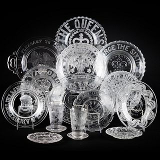Group of British Themed Pressed Glassware