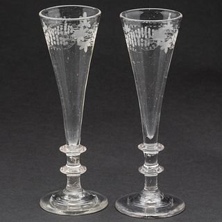 Pair of English Champagne Flutes, 18th Century