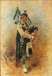 Maurice Granville (1868-1916), Bagpipe Player, O/C