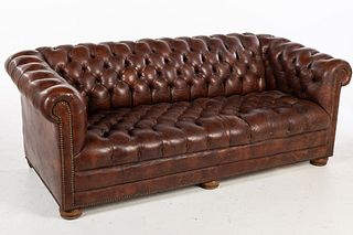 Chesterfield Brown Leather Sofa