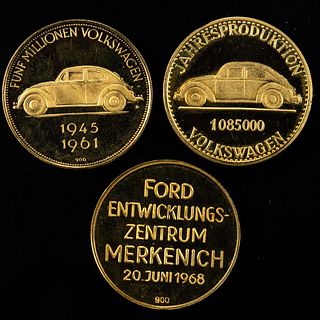 Two VW Commemorative Gold Coins and Another, 1960's