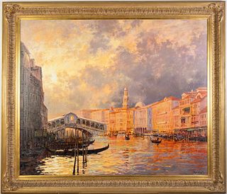 Alan Wolton (b. 1934), Venetian Grand Canal, O/C