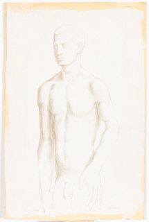 Paul Stone (Georgia/NC, 1928-1976) Male Nude, Pencil
