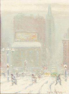 Johann Berthelsen (1883-1972), Snow Storm in NY, Oil