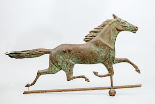 AMERICAN HOLLOW-CAST COPPER RUNNING HORSE WEATHERVANE