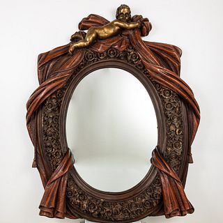 Large Decorative Mirror with Cherub