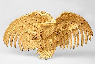 TWO AMERICAN GILTWOOD PLAQUES, IN THE FORM OF EAGLES