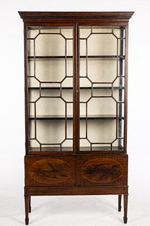 George III Style Inlaid Mahogany Display Cabinet