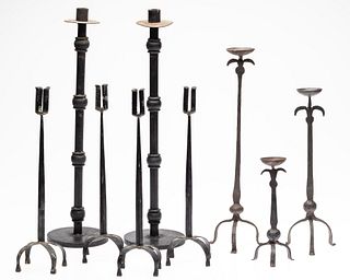 9 Wrought Iron Candlesticks