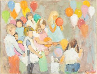 Eleanor Maurice (1901-1995) Children w/ Balloons O/B