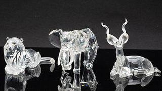 Swarovski Crystal Lion, Kudu and Elephant