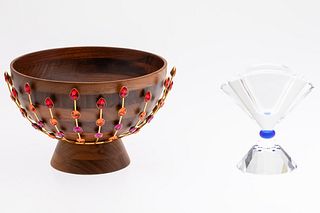 Yamine Hurel for Swarovski Wood Bowl & Vase