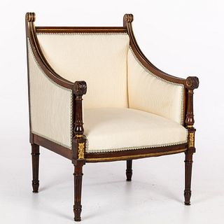 Louis XVI Style Mahogany & Parcel Gilt Bergere