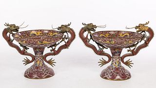 Pair of Chinese Cloisonne Large Fish Bowls