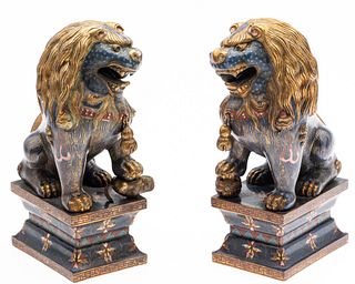 Pair of Chinese Cloisonne Fu Dogs