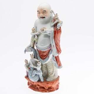 Chinese Porcelain Standing Figure with Children
