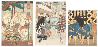 4 Japanese Woodblock Prints Includ Utagawa Kunisada