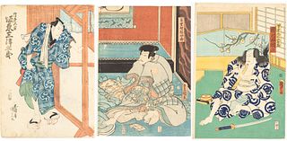 3 Woodblock Prints Including Utagawa Kunisada I & II